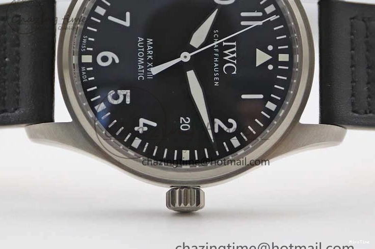 MIROTIME 0506 Vibrant Mark XVIII IW327001 SS M+F 1:1 Best Edition Black Dial on Black Leather Strap A 7055